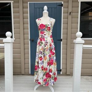 Vintage 80s Carol Anderson Floral Dress with Pockets Womens 9/10